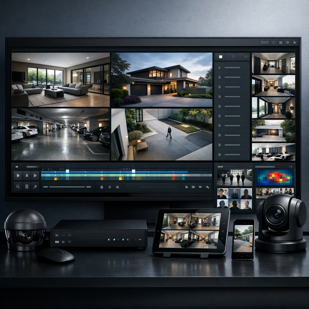 Professional security system with advanced monitoring features and clean interface